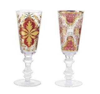 Verre Livellara Damasco et Flora peint à la main